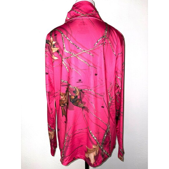 NWT Mossy Oak Cadet Collar 1/4 Zip Pink Camo Long-Sleeve Pullover Size L - Picture 2 of 5